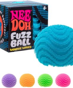Schylling NeeDoh Fuzz Ball - Sensory Toy with a Velvet Texture and Soft Cloud Squish - Wavy Pattern You Can See and Feel - Ages 3 and Up - Color May Vary; One Per Pack (Wonder Waves)